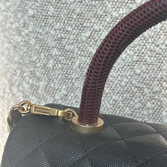 SOLD RARE Chanel Coco Top Handle Black Real Lizard Handle GHW Medium Bag - Picture 9 of 10